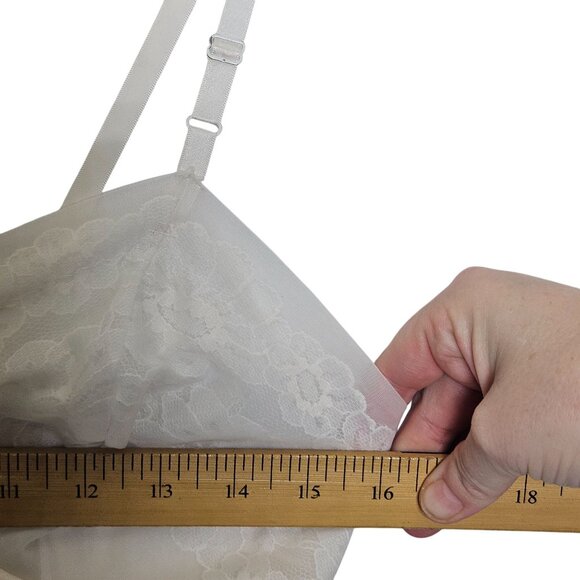 Vintage Coquette White Lace Satin Slip Night Dress Adjustable Straps 34 Sheer - Picture 7 of 11